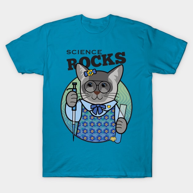 Science Rocks Siamese Cat Student T-Shirt by Sue Cervenka